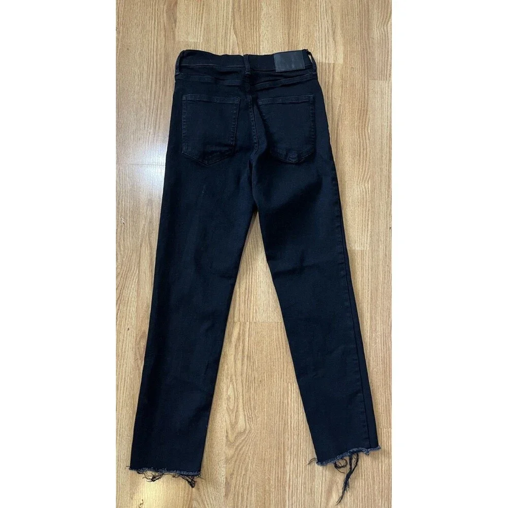 Everlane Black High Rise Slim Straight Raw Hem Jeans Size 27